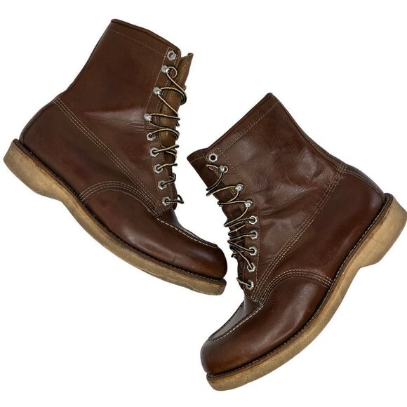 CHIPPEWA Boots Vintage Brown Leather Lace up Size 8 E - Picture 3 of 16